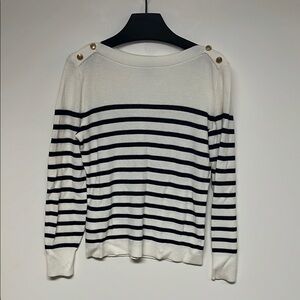 Ann Taylor Factory Black and White Crew Neck Sweater